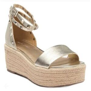 Marc Fisher Women's Jazlyn Espadrille Wedge Sandals in Metallic Gold Size 8